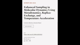 Enhanced Sampling in Molecular Dynamics Using Metadynamics ReplicaExchange and Tem  RTCLTV [upl. by Bradman730]