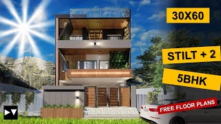 30x60  5 BHK House plan  200 Gaj  1800 sqft  3060 house plan 3d  DV Studio [upl. by Eleahcim]