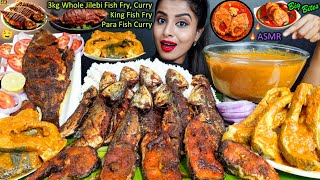 ASMR Eating Spicy Whole Fish FryFull Fish CurryFried FishRiceSalad Big Bites ASMR Eating Mukbang [upl. by Rodina]