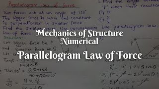 Numerical from Parallelogram Law of forces  Applied Mechanics  Civil Engineering [upl. by Ahsiekar56]