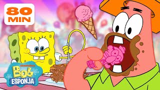 Bob Esponja  80 MINUTOS das Guloseimas mais Deliciosas do Fenda do Biquíni 🍦  Português [upl. by Yesnil]