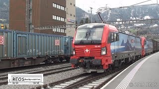 201801 HD ArthGoldau Station in the afternoon SBB new Vectron BLS Crossrail DB [upl. by Yaluz]