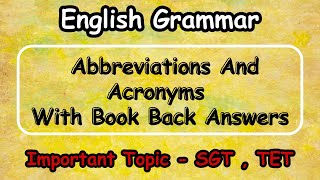 10th Abbreviations And Acronyms With Book Back Answers  Important Topic  SGT  TET [upl. by Boorman207]