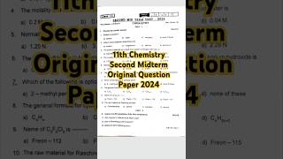 11th Chemistry Second Midterm Original Question Paper 2024 Most Important Question [upl. by Halstead]