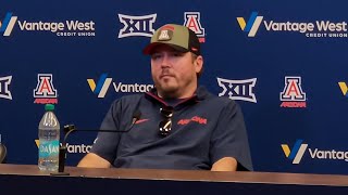 Arizona TE coach Matt Adkins Tuesday press conference BYU week [upl. by Nnaynaffit]