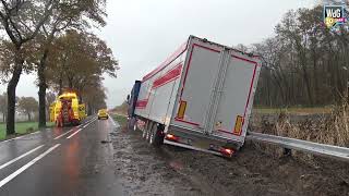 Vrachtwagen maakt uitglijder op Venloseweg N275 bij Ospel [upl. by Otreblon809]