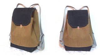 フタ付き リュック の作り方 🎒✨ Flap Back Pack Tutorial [upl. by Dorca]