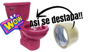 Baño  inodoro tapado  destapalo con Cinta Adesiva ASÍ SE HACE [upl. by Ahsercal536]