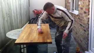 how to apply oil to kitchen solid wood worktop  kitchen worktops essential care and maintenance [upl. by Gaeta]