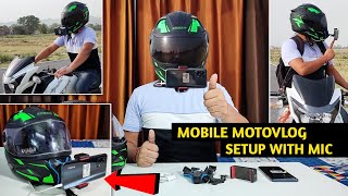 Most Affordable Phone Moto Vlogging Setup  Mobile Motovlog Setup With Mic [upl. by Meingolda]