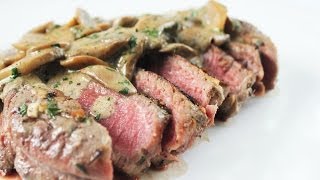 สเต็กเทนเดอร์ลอยน์ซอสเห็ด Tenderloin Steak with Wild Mushroom Sauce  พลพรรคนักปรุง [upl. by Poliard]