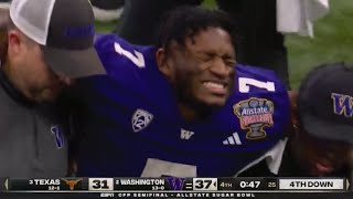 Washington RB Dillon Johnson INJURY REPLAY  Washington vs Texas  CFP 2024 [upl. by Aneert143]