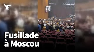 Russie les images de la fusillade dans une salle de concert à Moscou [upl. by Adnamas402]