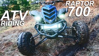 Riding Around the Woods on a Yamaha Raptor 700 ATV with a GoPro Hero7 Black [upl. by Wendye]