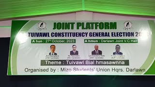 JOINT PLATFORM  Tuivawl Bial MLA Election 2023  Live from Joint VC Hall Darlawn [upl. by Eelyram]