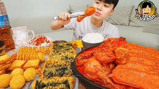 ASMR MUKBANG 스팸부대찜닭 왕 김말이 튀김 치즈볼 먹방 amp 레시피 SPICY NOODLES TTEOKBOKKI CHICKEN EATING SOUND [upl. by Ognimod]