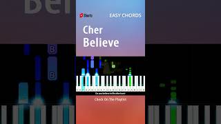 Cher  Believe  EASY Piano CHORDS TUTORIAL by Piano Fun Play YouTubeShorts shorts [upl. by Topliffe]