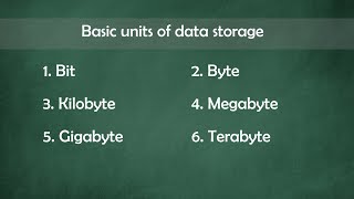 Basic units of data storage  bits bytes kilobytes megabytes gigabytes terabytes [upl. by Garcon]