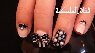 ‎مناكير نصف القمر بالكريستالات وأنصاف اللآلئ‎  Halfmoon with crystals and Pearls Nails [upl. by Nnaassilem]