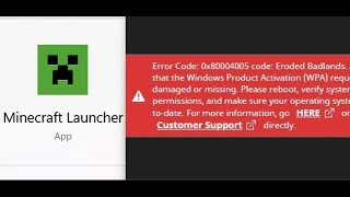 Fix Minecraft Launcher Error Code Eroded Badlands Error 0x80004005 On PC [upl. by Grider]