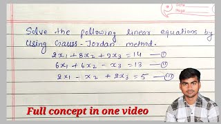 Gauss Jordan method  How to solve gauss Jordan elimination method engineering mathematics Bsc [upl. by Babita81]