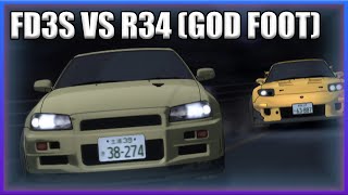 INITIAL D  FD3S VS R34 God Foot HIGH QUALITY [upl. by Mukul]