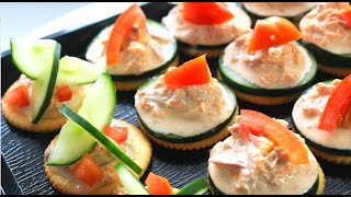 HOMEMADE FITA CRACKER CANAPE WITH CUCUMBER TUNA SALAD SPREAD RECIPE  Easy to make Appetizer [upl. by Yeliak]