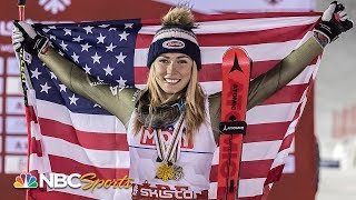 Mikaela Shiffrin makes history with fourth consecutive slalom title  NBC Sports [upl. by Yna301]