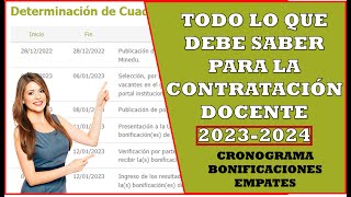 TODO LO QUE DEBE SABER SOBRE LA CONTRATACIÓN DOCENTE 2023  2024  CRONOGRAMA  BONIFICACIONES [upl. by Saxela]