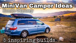 5 Awesome MiniVan Camper Conversions Honda Odyssey Minivan Camper Tour Inspiration and Ideas [upl. by Akiemaj452]