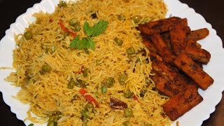 பட்டாணி சாதம் வாழைக்காய் வறுவல்  Pattani Sadam in Tamil  lunch box recipe  peas rice in tamil [upl. by Ekim]