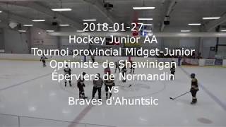 2018 01 27 Tournoi de Shawinigan Éperviers de Normandin vs Braves [upl. by Ajssatsan10]