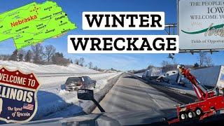 BoB Fleet Trucking Vlogs January 16 2024 Nebraska Iowa Illinois ‘Winter Wreckage’ [upl. by Sirej]