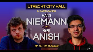 Hans Niemann vs Anish Giri 2024  Utrecht City Hall  Netherlands  RAPID GAMES [upl. by Leviram541]