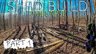 Shed Build Timelapse Part 1  Foundation  Series from start to finish of basic 12X8 shed in woods [upl. by Jarib362]