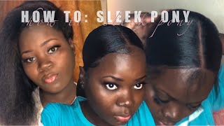 how to sleek ponytail on relaxed hair  shamoya nev [upl. by Nnyla]