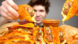 Cheesy BIRRIA Mexican Food Mukbang ASMR Quesa BIRRIA Tacos Burritos Consomé Chips Guacamole [upl. by Alyel]