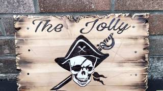 Burning the edges and finishing the Pirate sign The Jolly Roger [upl. by Alam]