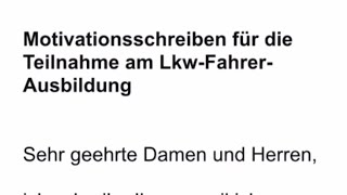 Как написать мотивационное письмо в Джобцентр на учебу водителем Фуры LKWFahrerAusbildung [upl. by Ahsieki]