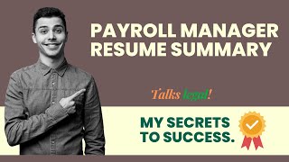 Payroll Manager Resume Summary II How To Write Professional Resume  Resume Tips [upl. by Eolanda]