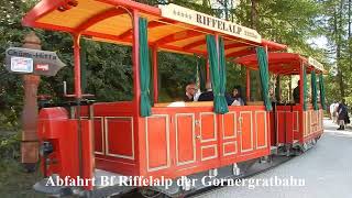 Riffeltram Schmalspurbahn Gornergrat Zermatt Schweiz Hotel Riffelalp Wallis Eisenbahn Tram [upl. by Weight218]