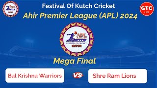 Day 8  Mega Final  Ahir Premier League APL 2024  MADHAPAR  Bhuj  Gtc Live [upl. by Nerred]