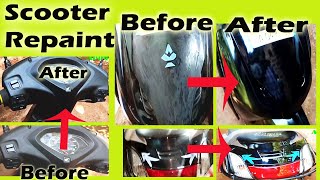 Scooter repaint using Spray CANS Clear lacquer and wax polish Hindi [upl. by Polad803]