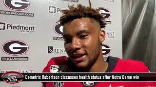 Georgia wide receiver Demetris Robertson discusses his health after a win over Notre Dame [upl. by Dnarud]