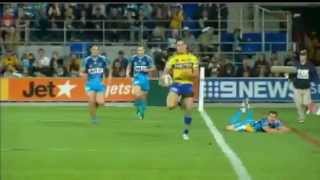 Jarryd Hayne 100m try against titans [upl. by Aninnaig]