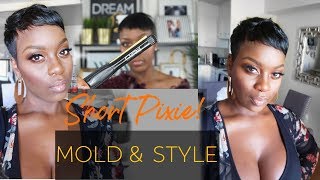 Super Short Pixie Moldamp Style Short Hair Tutorial [upl. by Wolfy]