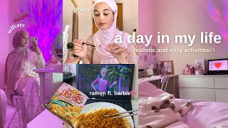 a day in my life 𐙚⋆💗  realistic and cozy activities grmw selfcare rainy ramen ft barbie🍜 [upl. by Nomyaw134]