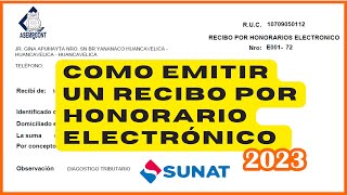 Como emitir un recibo por honorario electrónico 2023 desde el portal de Sunat al contado y crédito [upl. by Ruhnke]