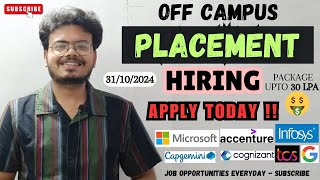 PlacementsJob Opportunities for Freshers at MNCs Microsoft Capgemini amp Startups 31102024 [upl. by Lethia]