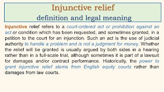 Injunctive relief definition and legal meaning [upl. by Danelle]